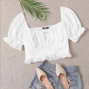 Shein white NWOT milk maid top